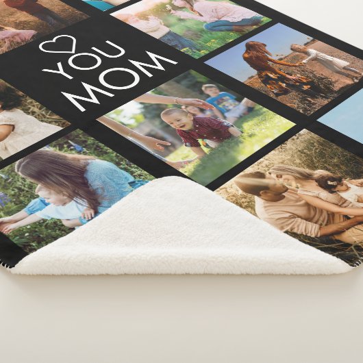 Liefde van je moeder familie Foto Collage Black Sherpa Deken (3/4)