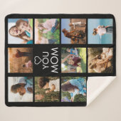 Liefde van je moeder familie Foto Collage Black Sherpa Deken (Voorkant (horizontaal))