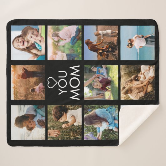 Liefde van je moeder familie Foto Collage Black Sherpa Deken (Voorkant (horizontaal))