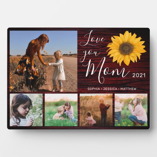 Liefde van je moeder Foto Collage Rustic Sunflower Fotoplaat (voorkant)