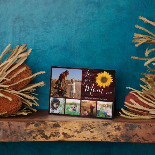 Liefde van je moeder Foto Collage Rustic Sunflower Fotoplaat (Zijkant)