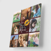 Liefde van je moeder Foto Collage Rustic Sunflower Vierkante Klok (Hoek)