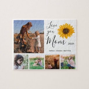 Liefde van je moeder Foto Collage Sunflower Jigzaa Legpuzzel