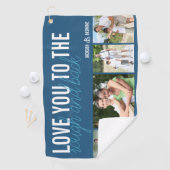 Liefde van je naar Rough en Back 4 Foto Blue White Golfhanddoek (Insitu)