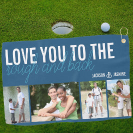 Liefde van je naar Rough en Back 4 Foto Blue White Golfhanddoek