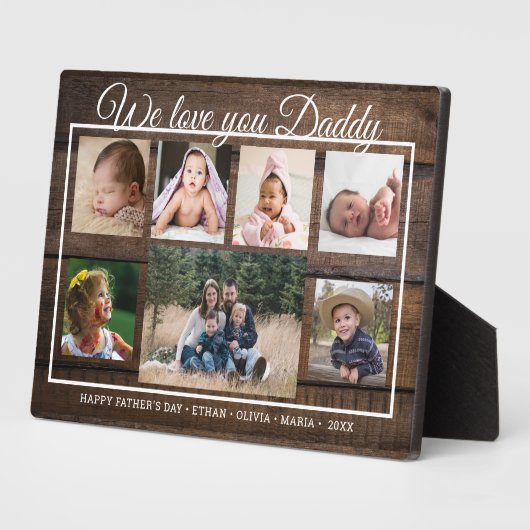 Liefde van je vader Vaderdag 7 Foto Rustic Wood Fotoplaat (Zijkant)