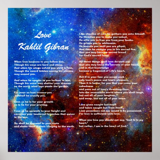 Liefde van Kahlil Gibran Poster (Voorkant)
