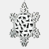 liefde van kattenpoetsversiering tin sneeuwvlok ornament (Rechts)
