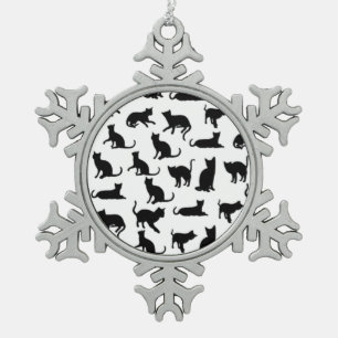 liefde van kattenpoetsversiering tin sneeuwvlok ornament