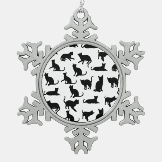 liefde van kattenpoetsversiering tin sneeuwvlok ornament (Voorkant)