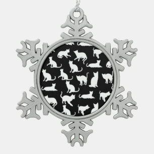 liefde van kattenpoetsversiering tin sneeuwvlok ornament