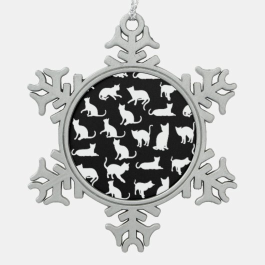 liefde van kattenpoetsversiering tin sneeuwvlok ornament (Voorkant)