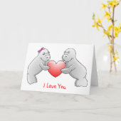 Liefde van Manatees de "I u" wenskaart Kaart (Gele Bloem)