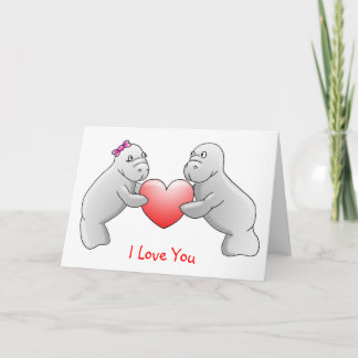 Liefde van Manatees de "I u" wenskaart Kaart
