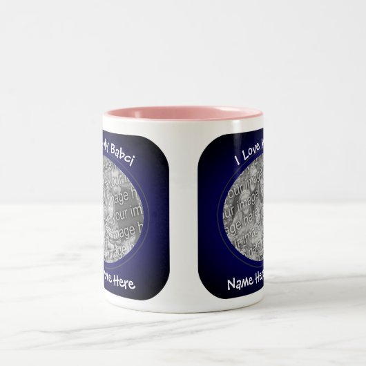 Liefde van mijn Babci Pink Tulips Poolse grootmoed Tweekleurige Koffiemok (Center)