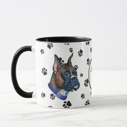 Liefde van mijn boxer Dog Pawprint Mok (Links)