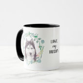 Liefde van mijn Husky Wreath Coffee Mok (Voorkant links)