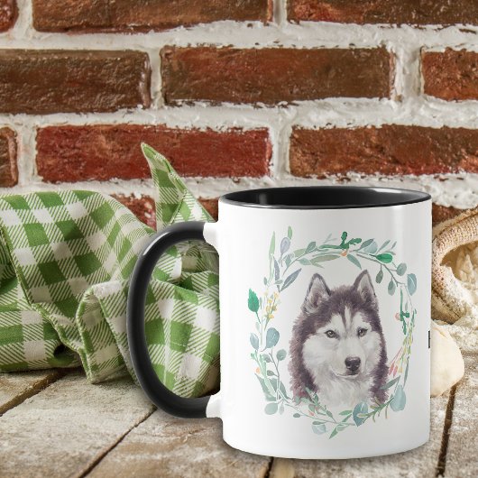 Liefde van mijn Husky Wreath Coffee Mok