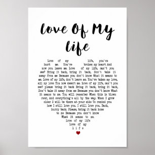 Liefde van mijn levenshart song Lyric Wall Art pri Poster