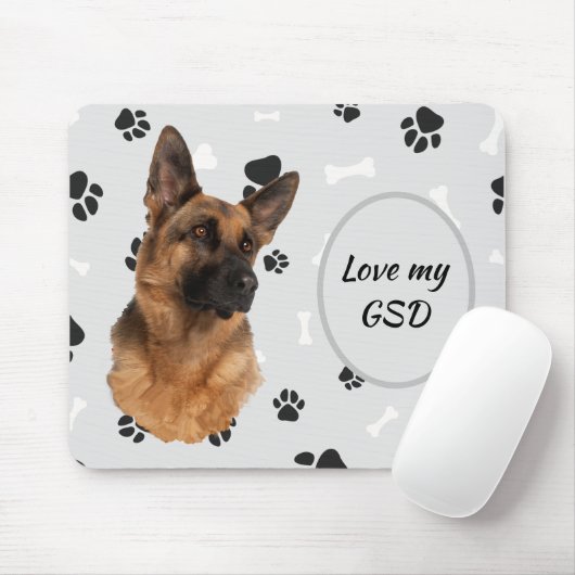 Liefde van mijn Muismat van Shepherd Dog Pawprint (Met muis)