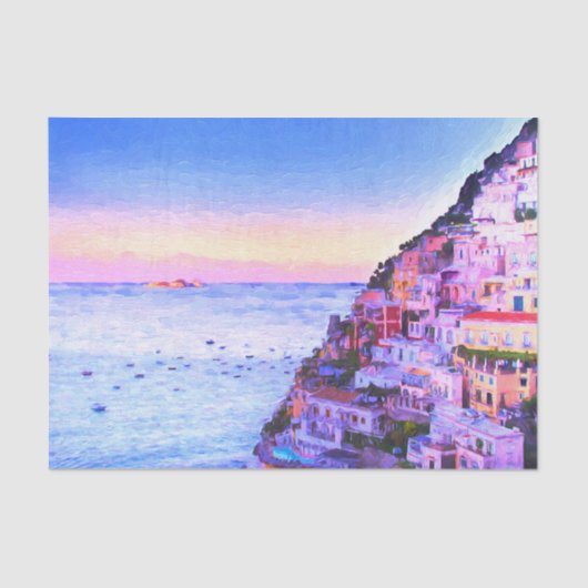 Liefde Van Positano Italië Zonsondergang Tissuepapier (Voorkant)