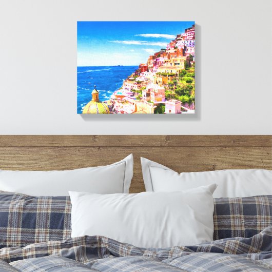 Liefde van Positano Italy wrapped Canvas (Insitu (Slaapkamer))