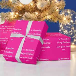 Liefde van Santa Hot Pink Christmas Cadeaupapier