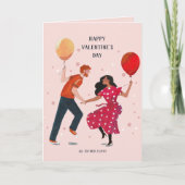 Liefde van schattige roze romance dansende mensen kaart (Voorkant)