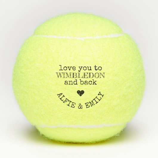 Liefde van u aan Wimbledon en Rug Gepersonaliseerd Tennisballen (Voorkant)