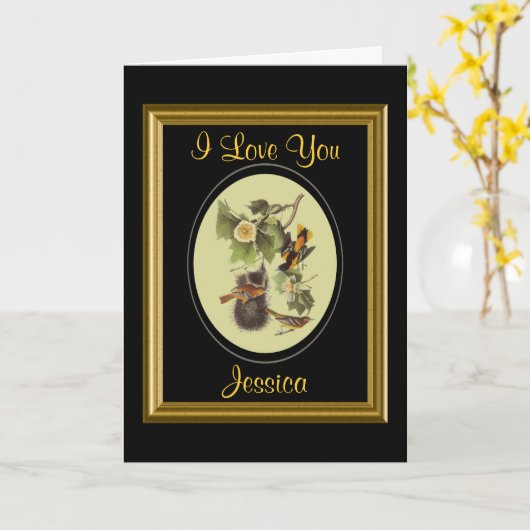 Liefde van u Audubon Birds persoonlijke kaart (Gele Bloem)