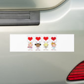 Liefde van verschillende nationaliteiten bumpersticker (Op auto)