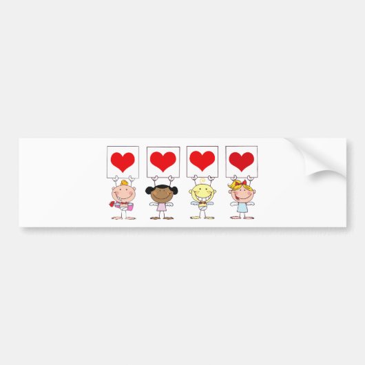 Liefde van verschillende nationaliteiten bumpersticker (Voorkant)