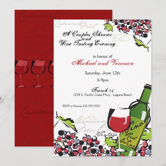 Liefde van wijn en druiven kaart (Voorkant / Achterkant)