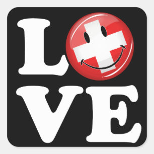Liefde van Zwitserland die lacht Vierkante Sticker