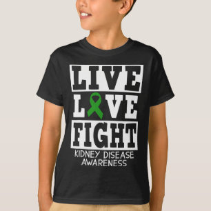 Liefde Vecht Groen Lint Nierziekte Bewustzijn T-shirt