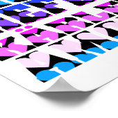 Liefde Veel Talen Harten Roze Paarse Blauw Zwart Poster (Hoek)