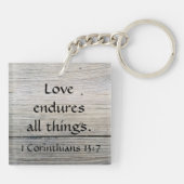 Liefde verdraagt alle dingen, citeren Korinthiërs Sleutelhanger (Achterkant)