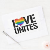 Liefde verenigt rechthoekige sticker (Envelop)