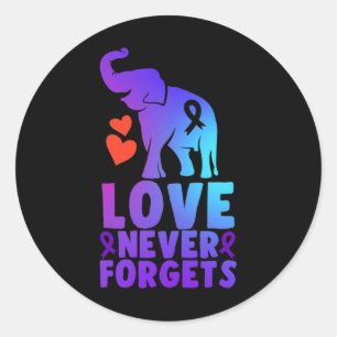 Liefde vergeet nooit Alzheimer Elephant 1 Ronde Sticker