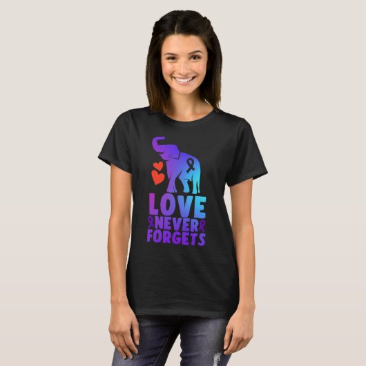 Liefde vergeet nooit Alzheimer Elephant 1 T-shirt (Voorkant volledig)