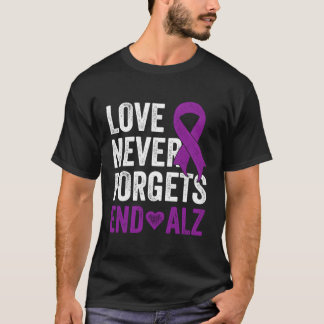Liefde vergeet nooit het Paarse Ribbon Awareness E T-shirt