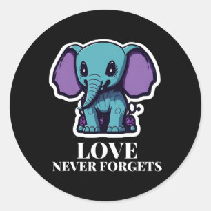 Liefde vergeet nooit olifant voor meisjes Alzheime Ronde Sticker