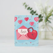 Liefde vergrendeld feestdagenkaart (Staand voorkant)