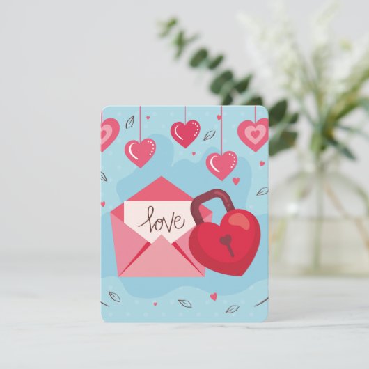 Liefde vergrendeld feestdagenkaart (Staand voorkant)