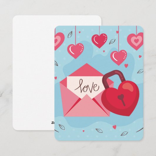 Liefde vergrendeld feestdagenkaart (Voorkant / Achterkant)