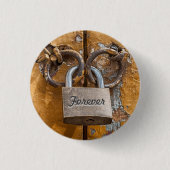 Liefde vergrendeling op versleten Antiek deur Ronde Button 3,2 Cm (Voorkant)