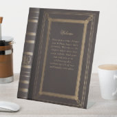 Liefde verhaal boek cover bruiloft reclamebord met voetstuk (Insitu)