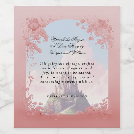 Liefde verhaal boek cover wijn etiket (Enkel label)