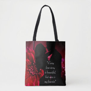 Liefde verhaal citeert kus minnaar achtergrond Hoe Tote Bag
