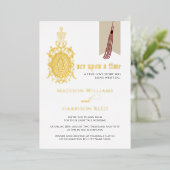 Liefde verhaal eens op een moment om echt goud te folie uitnodiging (Staand Voorkant)